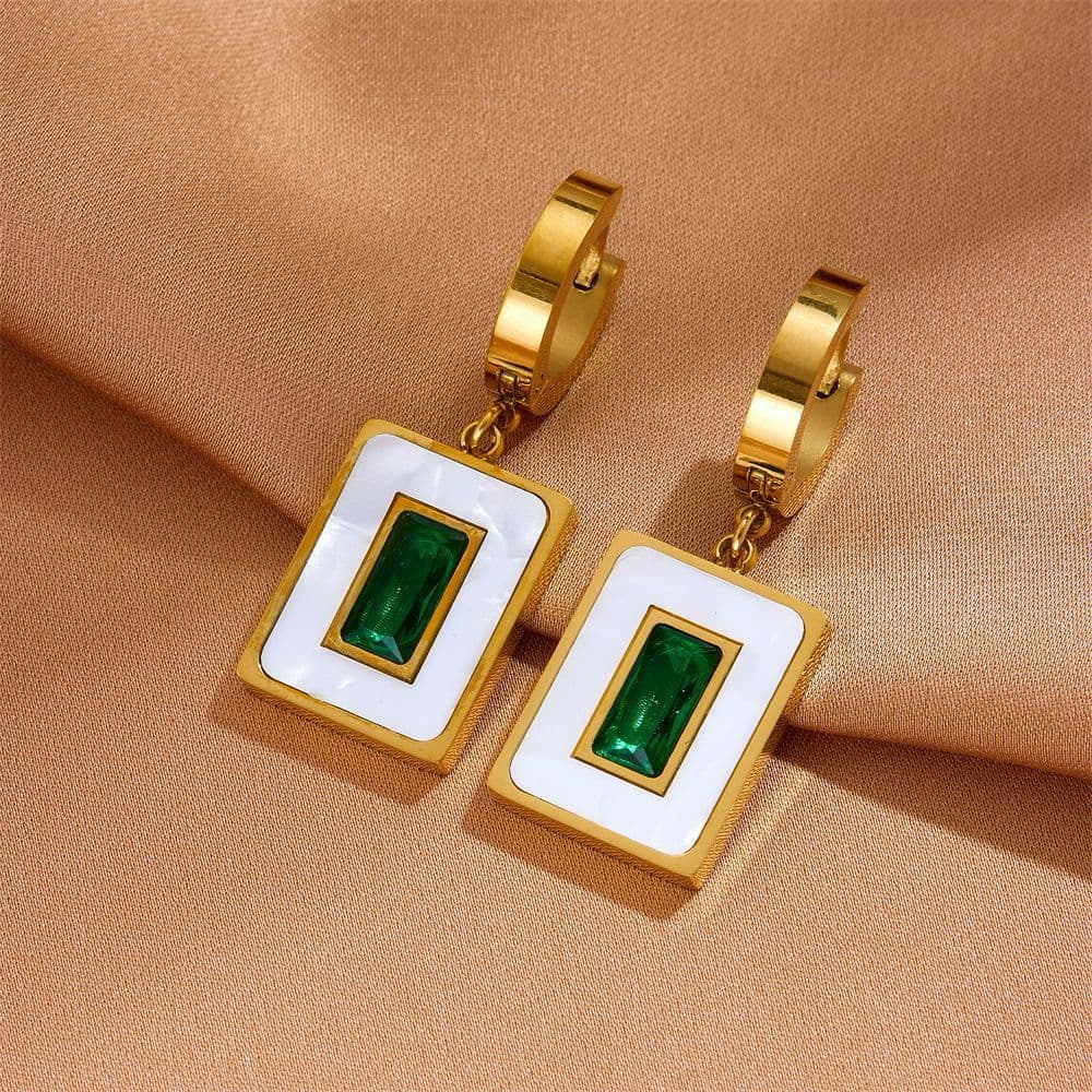 Emerald Earrings Classic - alternate view